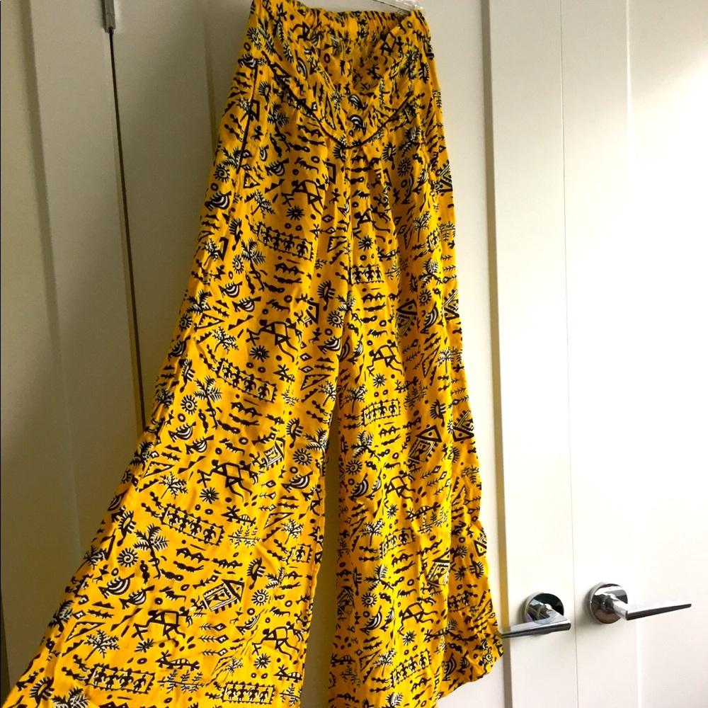Yellow and black printed palazzos